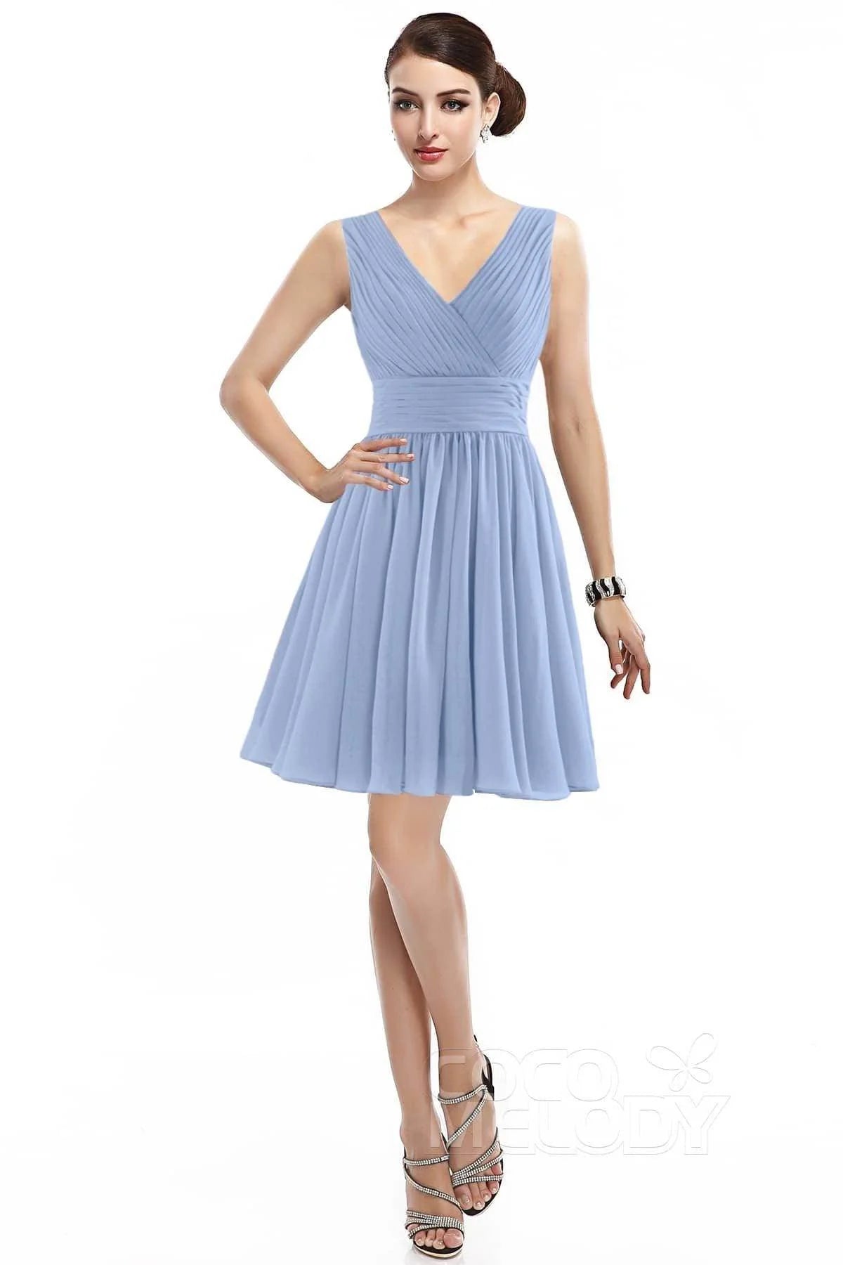 A-Line Short Mini Chiffon Bridesmaid Dress COZK14019