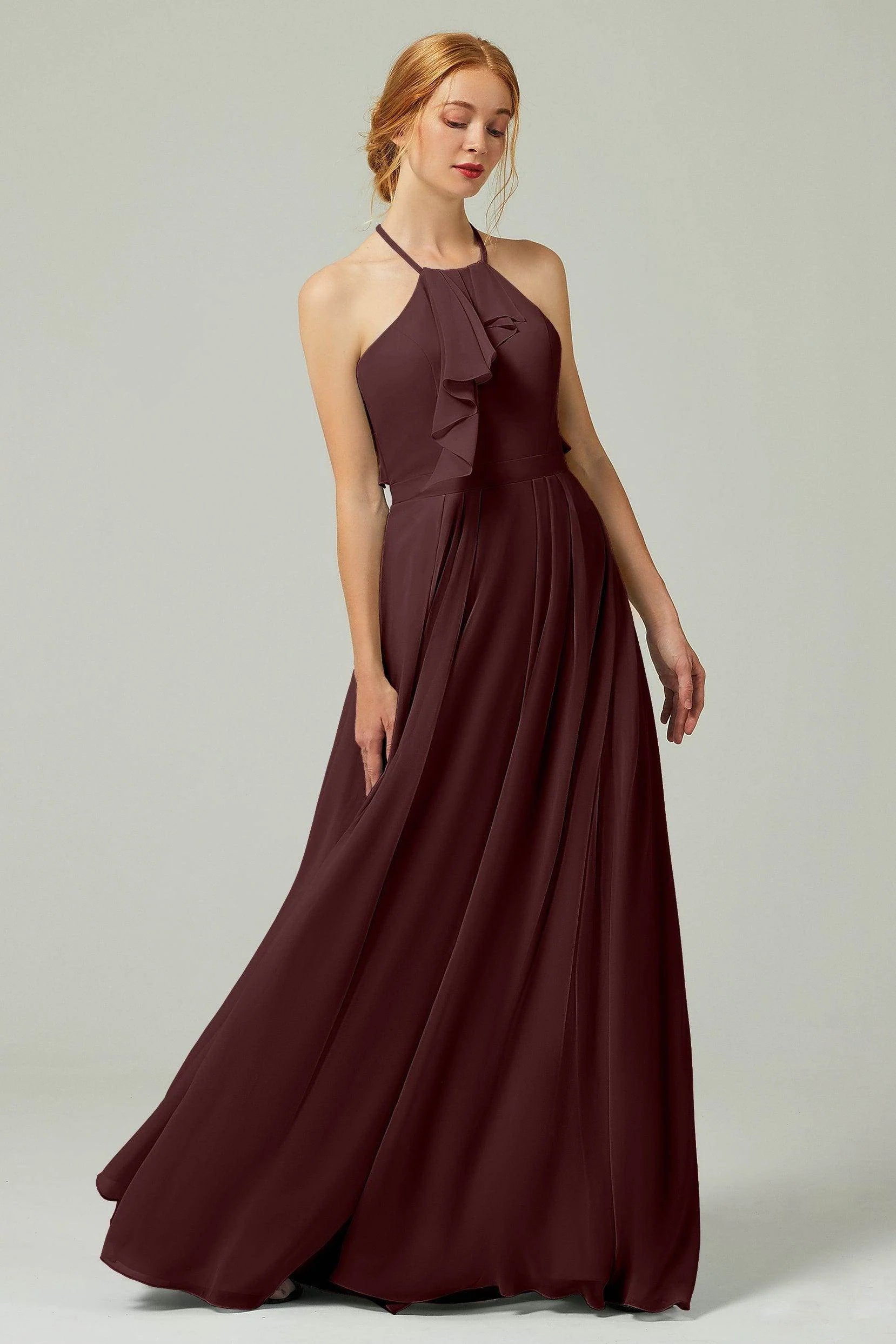 A-Line Floor Length Chiffon Bridesmaid Dress CB0328