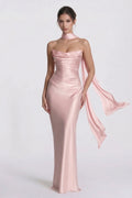 Sheath-Column Floor Length Acetate Satin Wedding Guest Dress CG0305