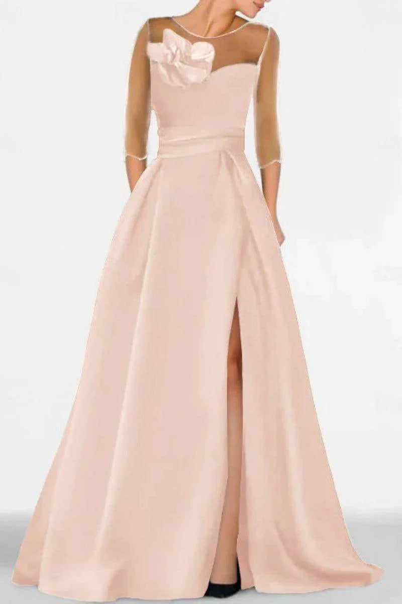 A Line Sweetheart 3/4 Sleeves High Split Mother Dresses CM0338