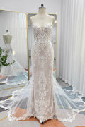 Trumpet-Mermaid Chapel Train Lace Tulle Wedding Dress CW3249