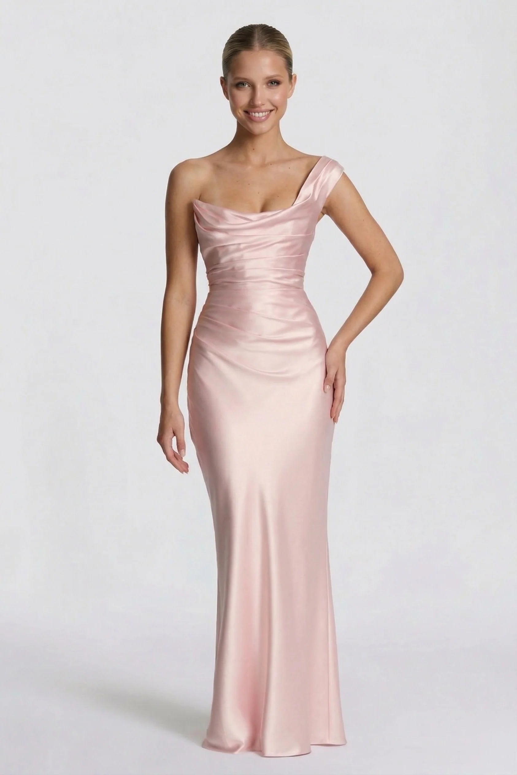 Sheath-Column Floor Length Acetate Satin Wedding Guest Dress CG0302