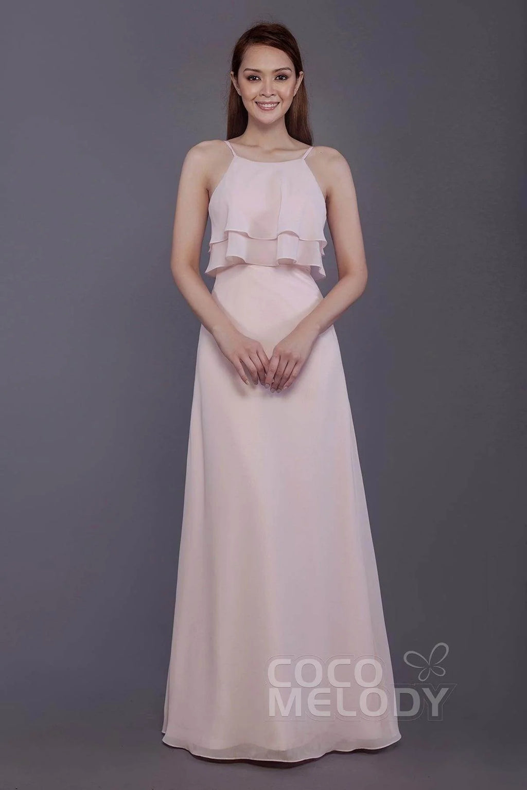 Sheath-Column Floor Length Chiffon Bridesmaid Dress PR3577