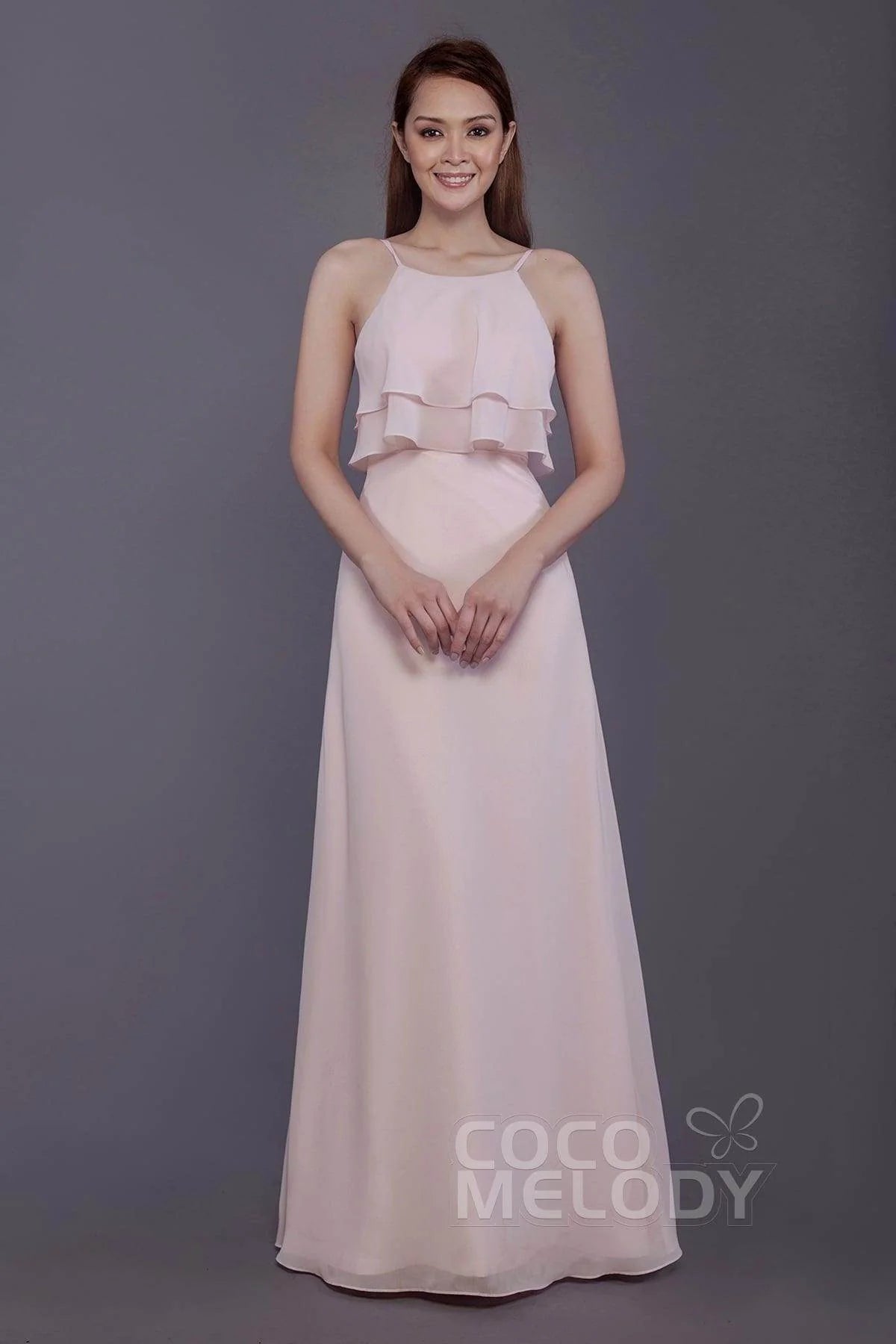 Sheath-Column Floor Length Chiffon Bridesmaid Dress PR3577