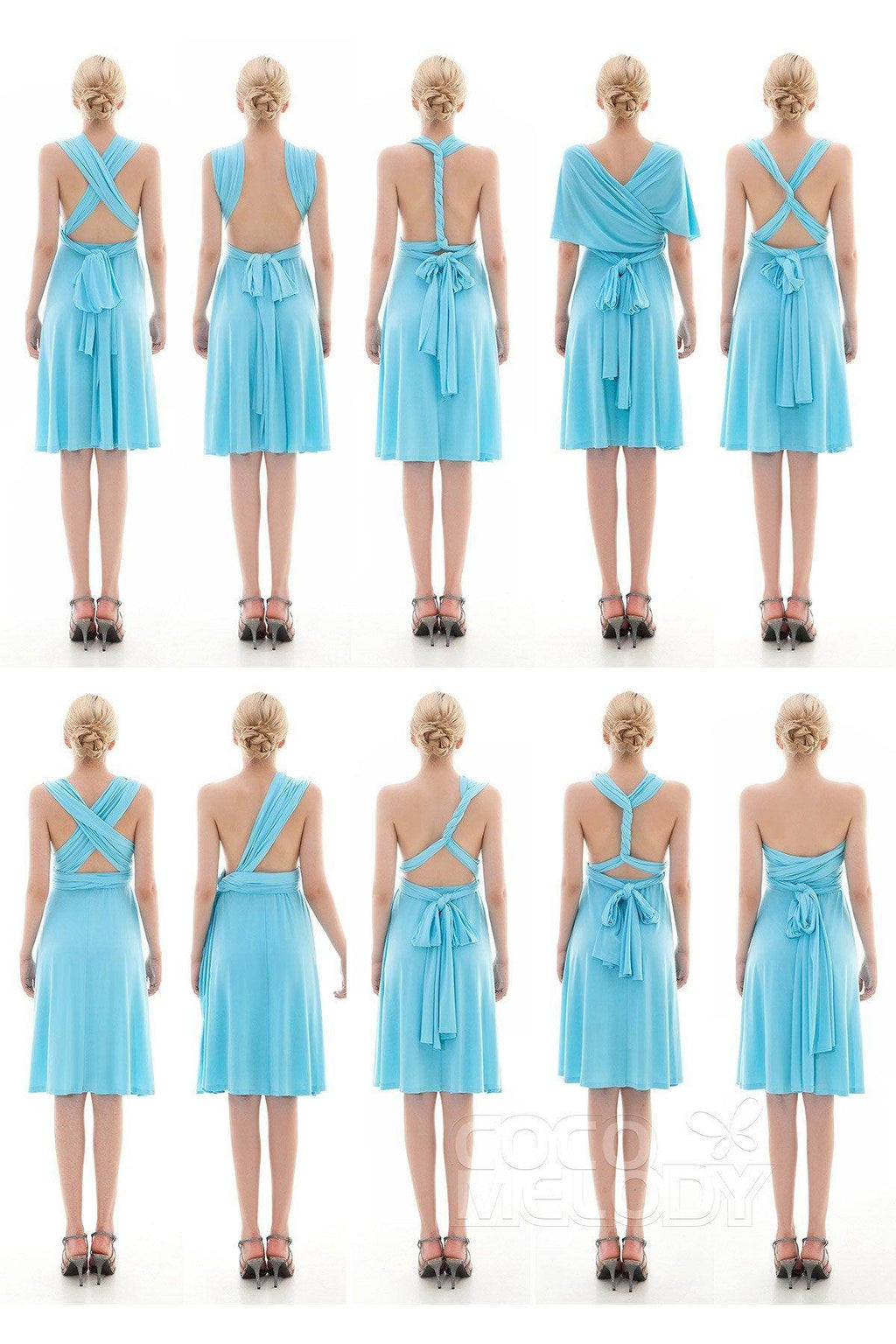 Sheath Knee Length Knitted Fabric Bridesmaid Dress COEK16002