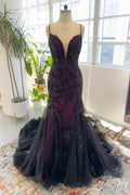 Trumpet-Mermaid Court Train Lace Tulle Wedding Dress CW3008