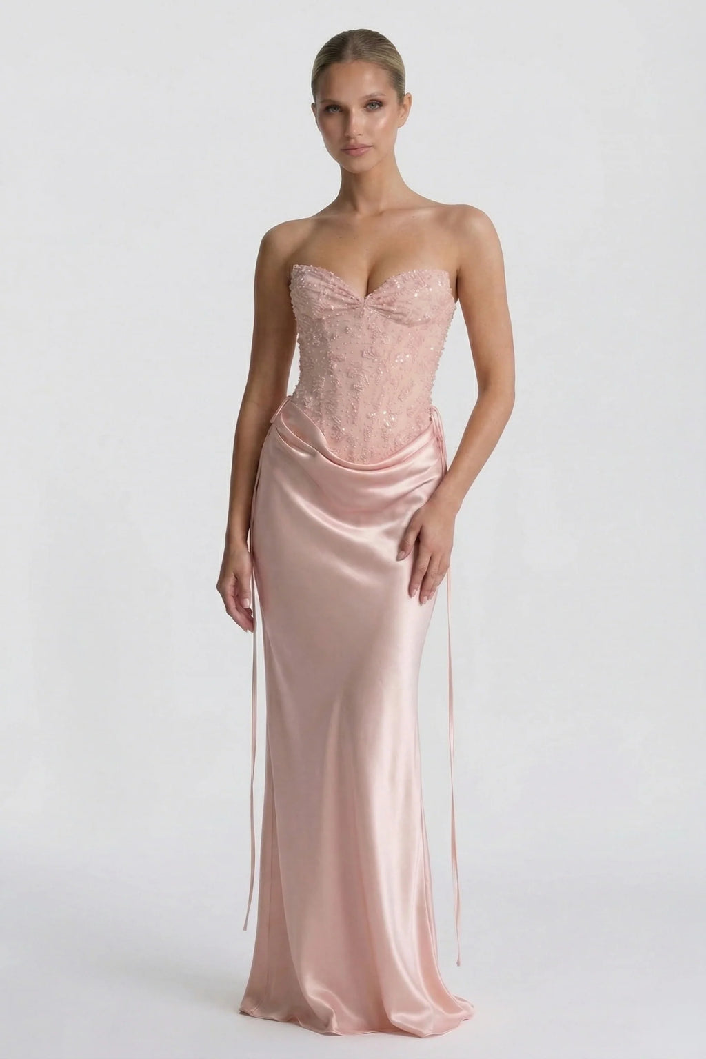 Sheath-Column Floor Length Acetate Satin Wedding Guest Dress CG0308
