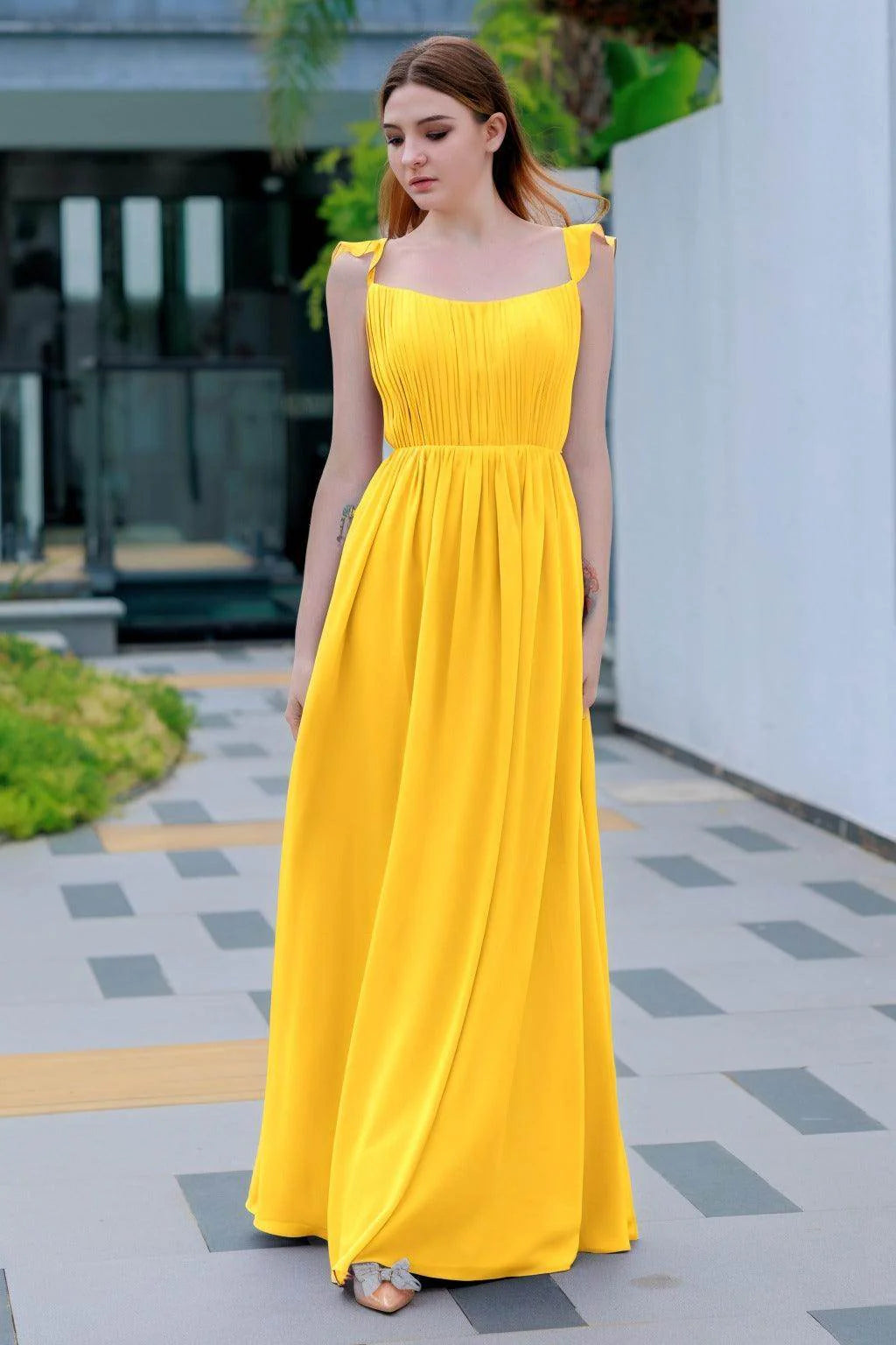 A-Line Floor Length Chiffon Bridesmaid Dress CB0714