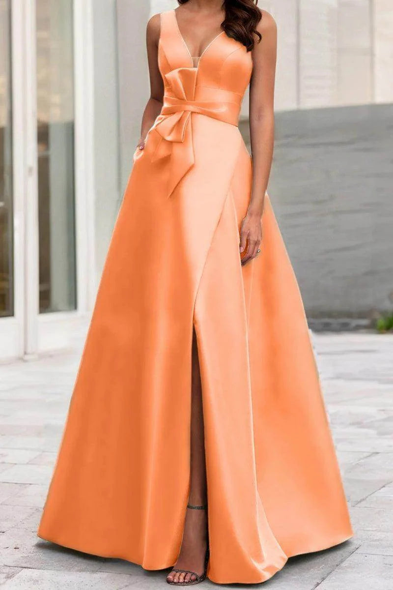 A Line V Neck Sleeveless Mother Of The Bride Dresses CM0341