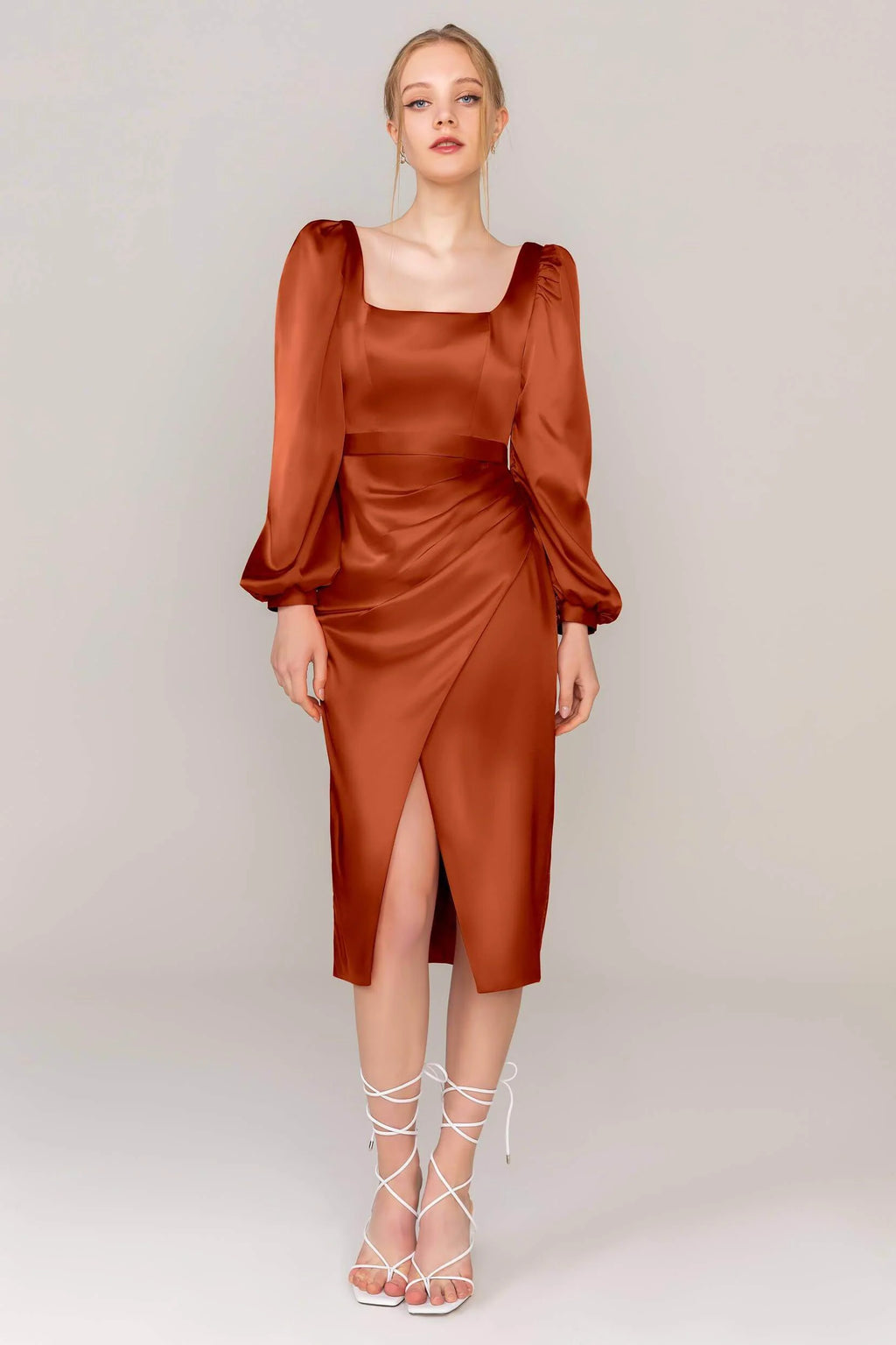 Sheath Knee Length Luxe Satin Dress CS0318