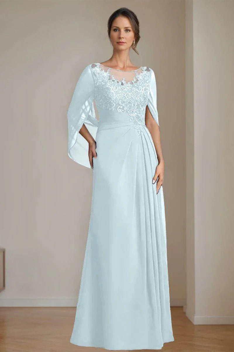 A Line Scoop Floor Length Sequins Mother of the Bride Dresses CM0369