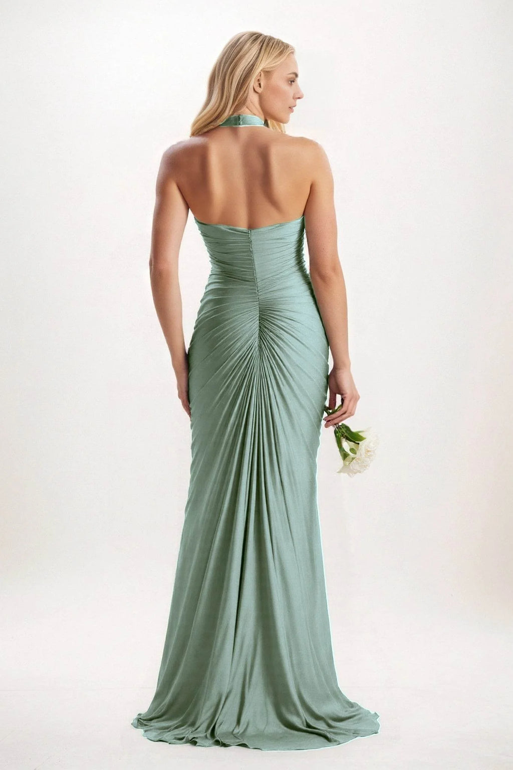 Sheath-Column Court Train Luxe Satin Bridesmaid Dress CB0836