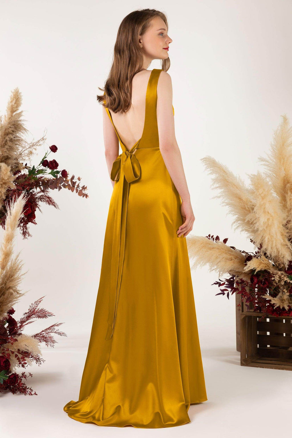 Sheath Sweep Luxe Satin Bridesmaid Dress Formal Dresses CB0496