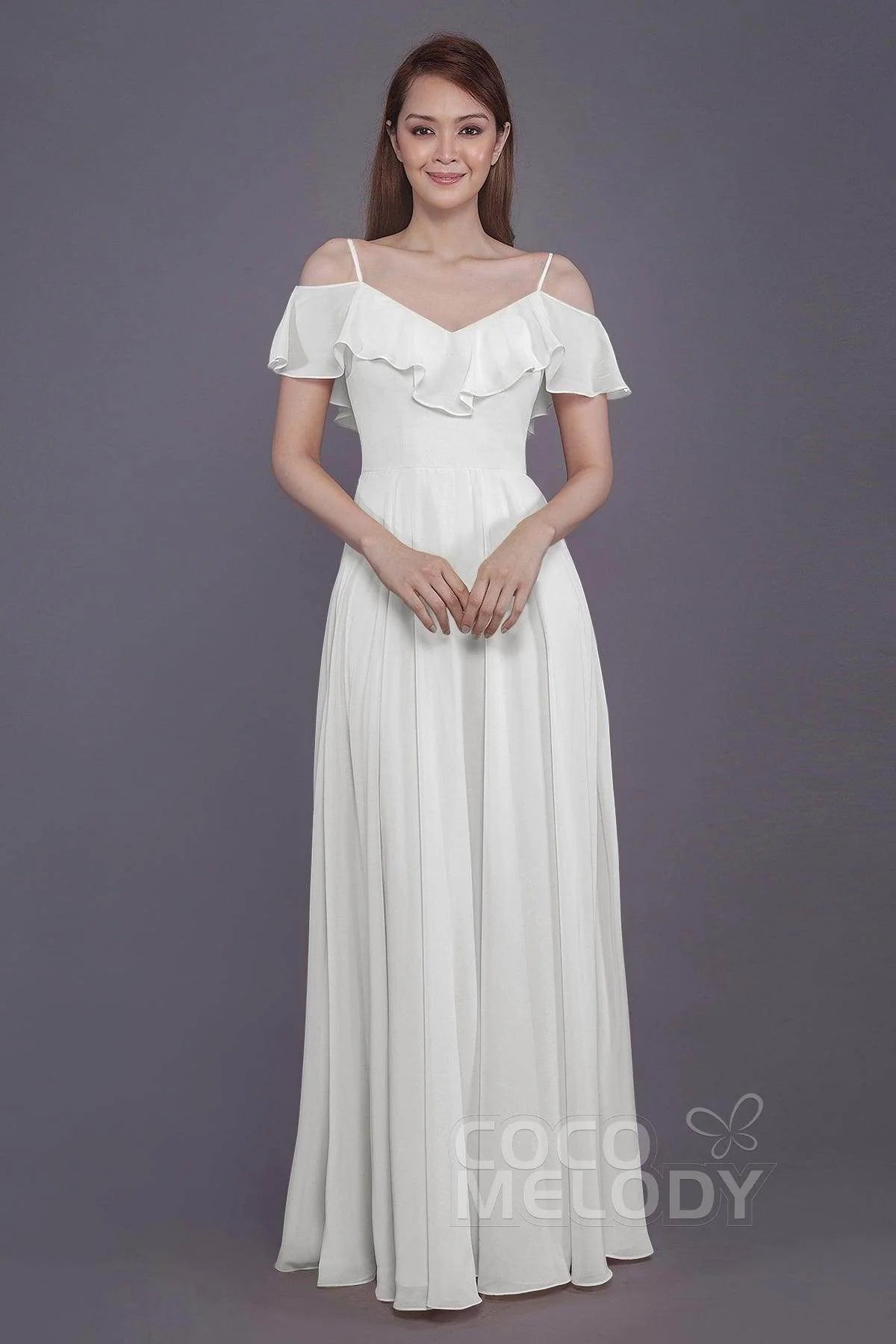 Sheath-Column Floor Length Chiffon Bridesmaid Dress PR3570