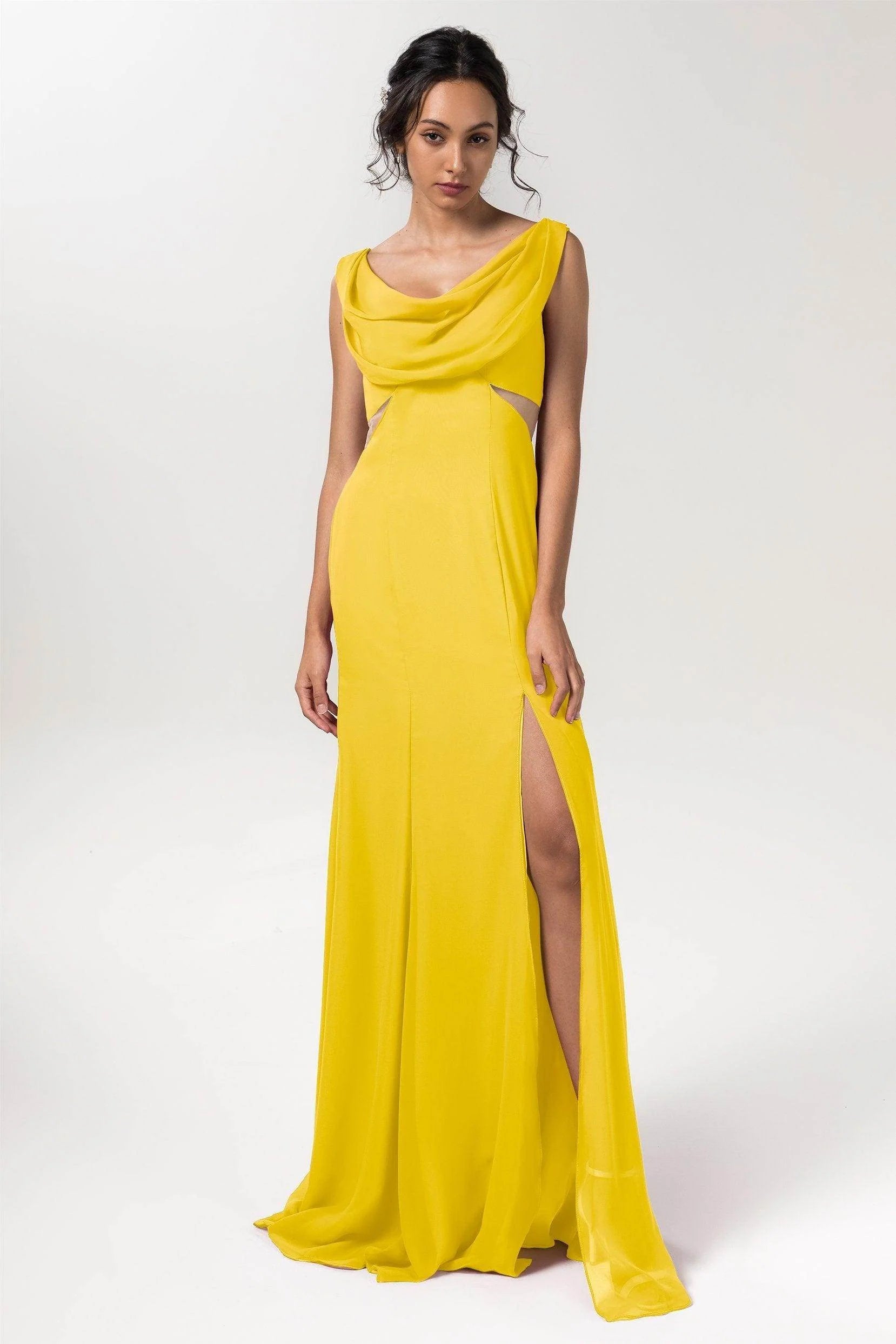 Sheath-Column Floor Length Chiffon Bridesmaid Dress CB0558