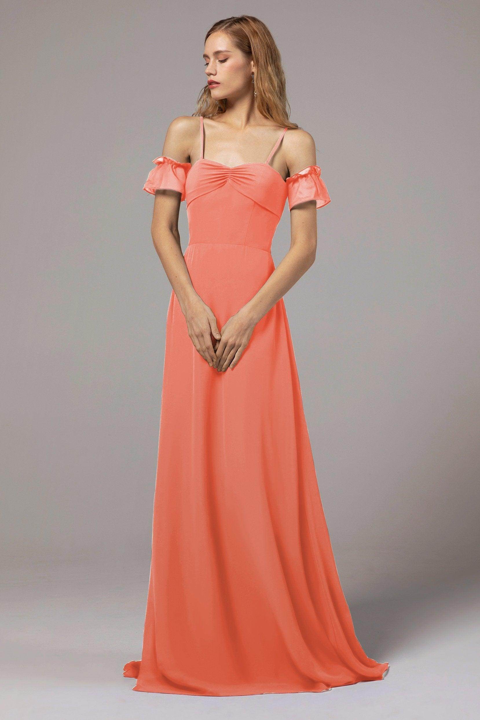 A-Line Floor Length Chiffon Bridesmaid Dress Formal Dresses CB0416