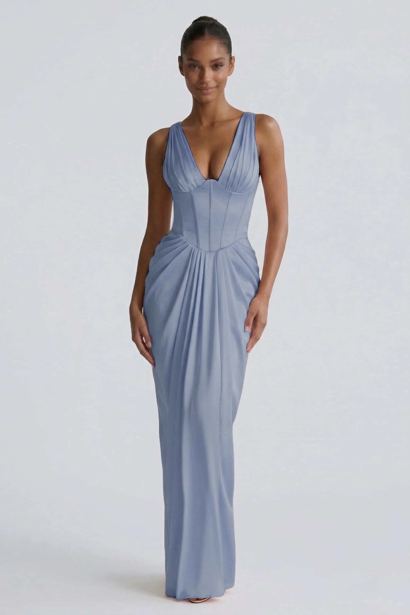 Sheath-Column Floor Length Acetate Satin Wedding Guest Dress CG0304