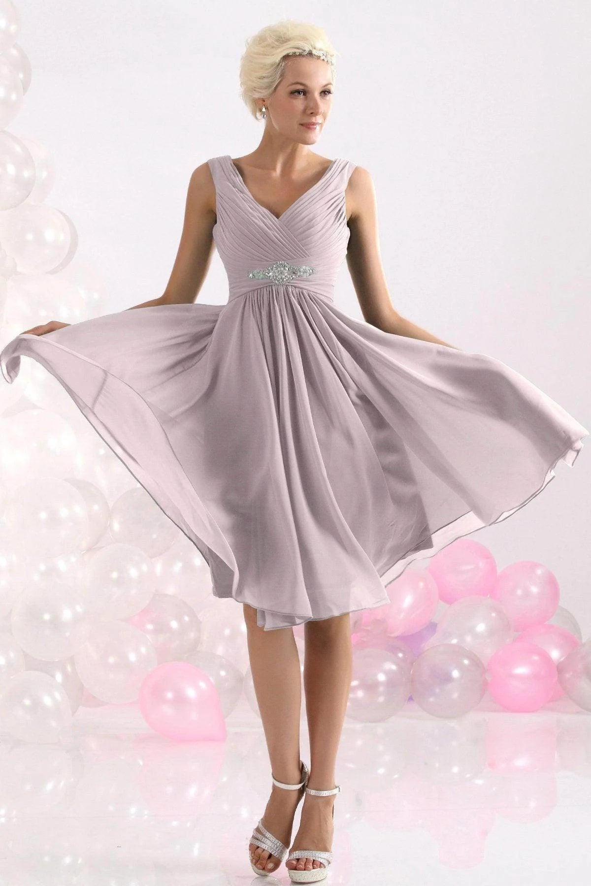 A-Line Knee Length Chiffon Bridesmaids Dress COZK1302A