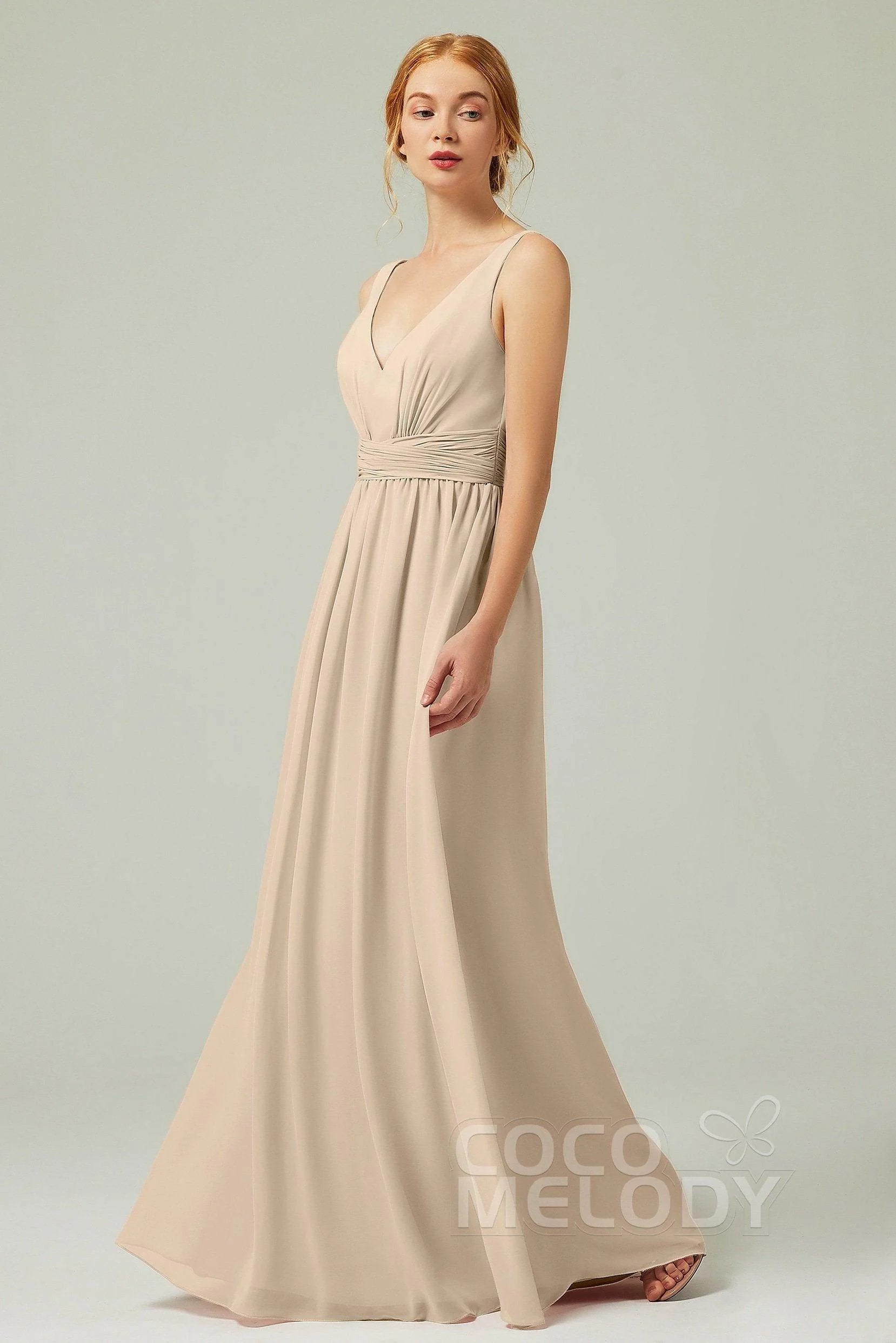 A-Line Floor Length Chiffon Bridesmaid Dress CB0318