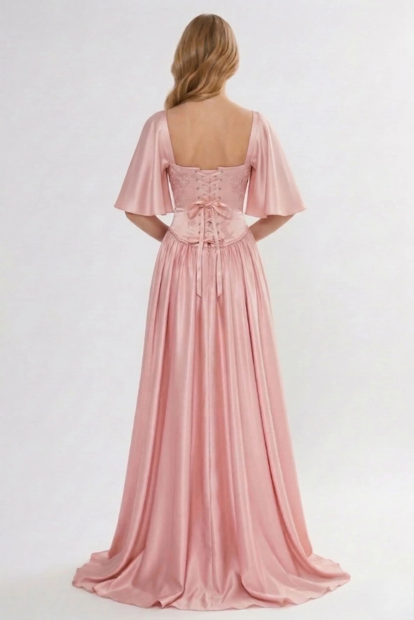 A-Line Floor Length Soft Satin Wedding Guest Dress CG0316