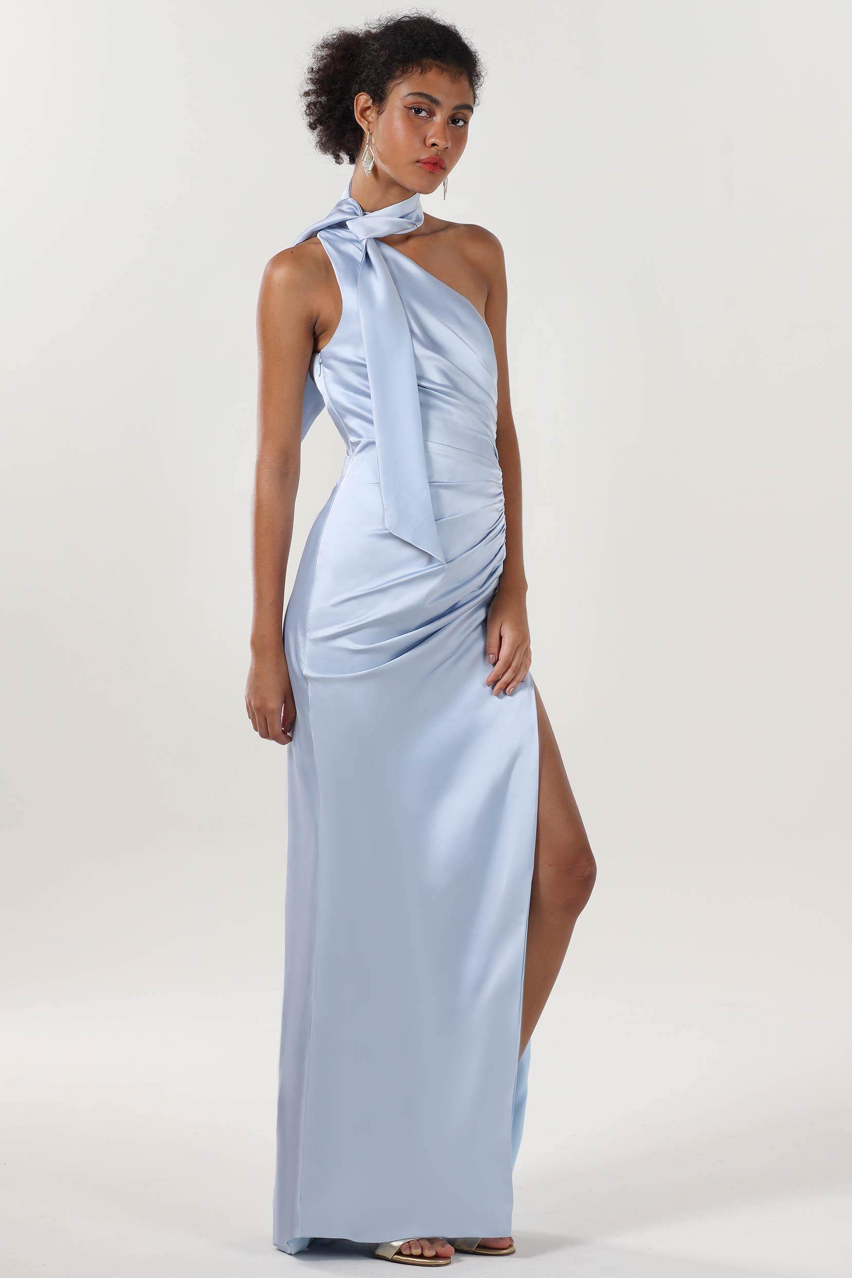 Sheath-Column Maxi Luxe Satin Formal Dress CS0604