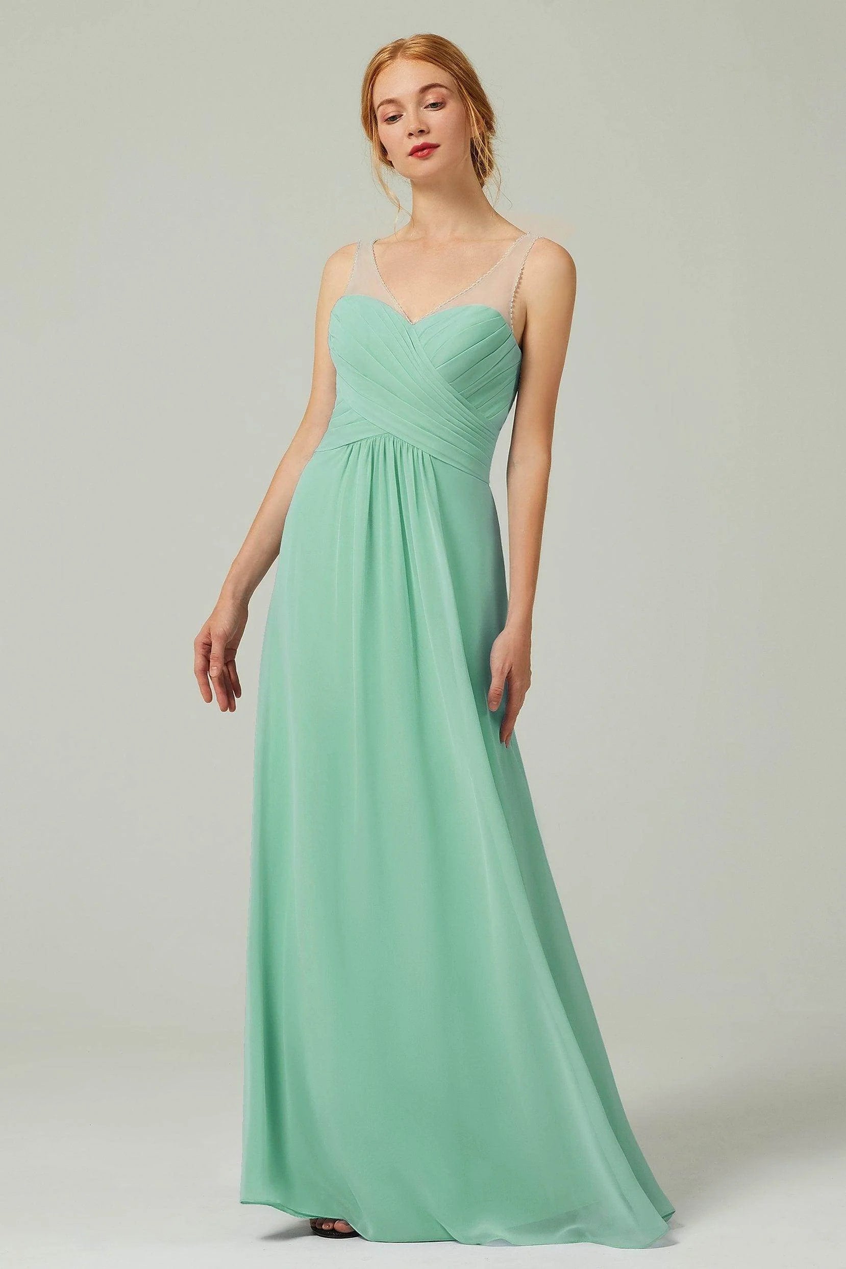 A-Line Floor Length Chiffon Bridesmaid Dress CB0331