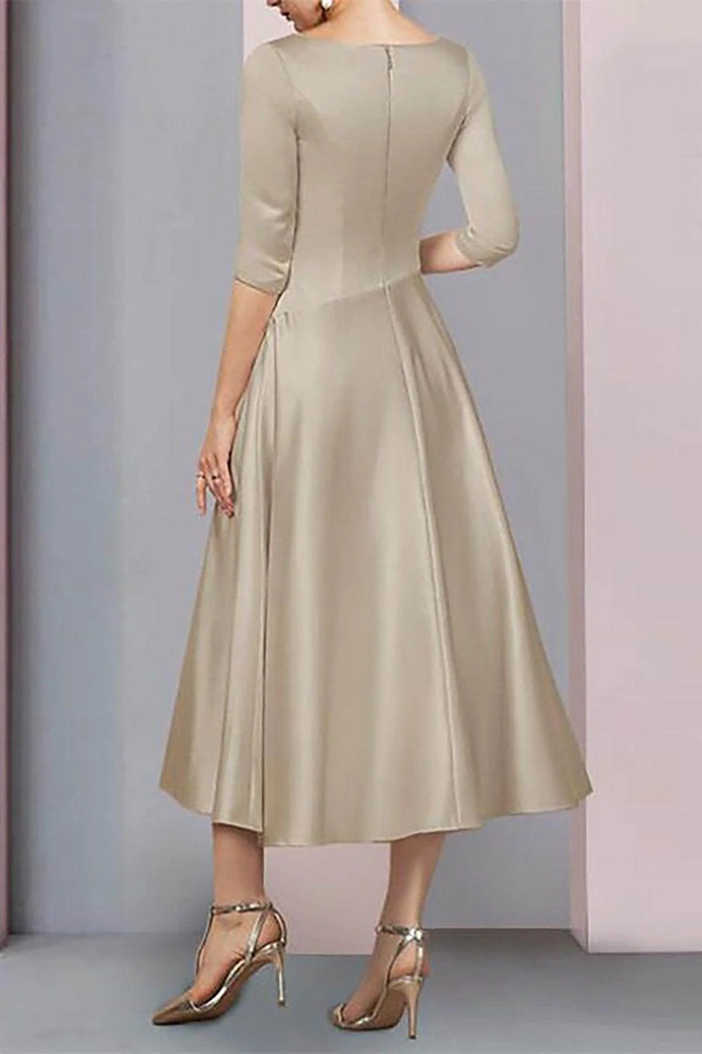 A-Line Tea Length Satin Mother Dress CM0081