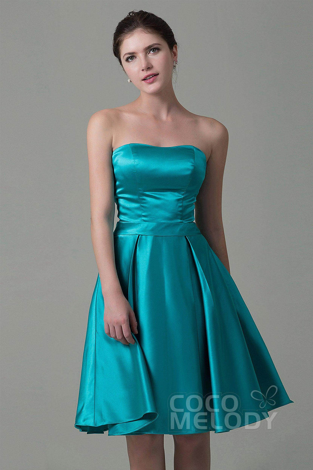 A-Line Knee Length Satin Bridesmaid Dress COZK1500A