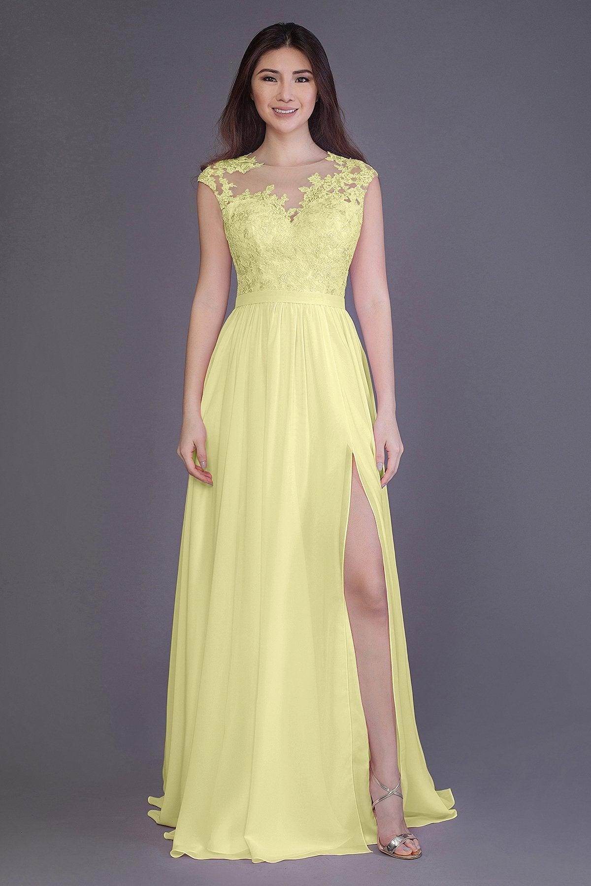 A-Line Floor Length Chiffon and Lace Bridesmaid Dress PR3554