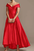 High Low Ankle Length Satin Mother Dress CM0078
