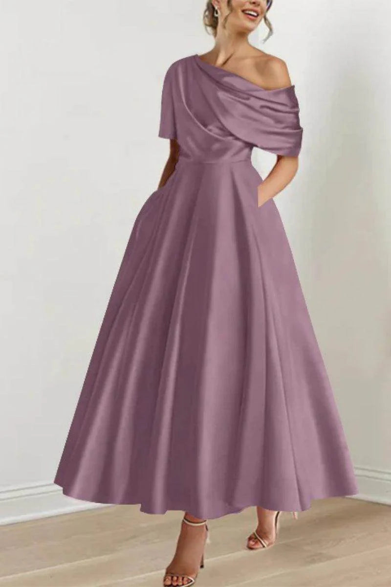 A Line One shoulder Half Sleeve Ankle Length Mother Dresses CM0366
