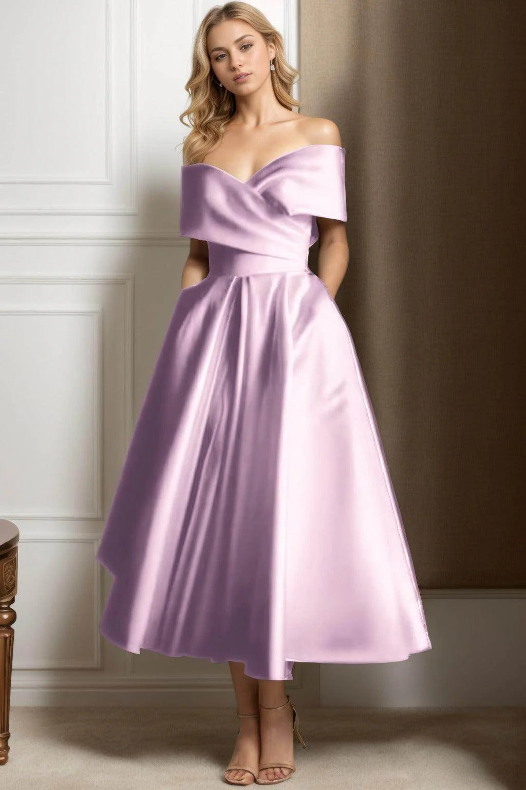 A-Line Ankle Length Satin Graduation Dresses CS0564