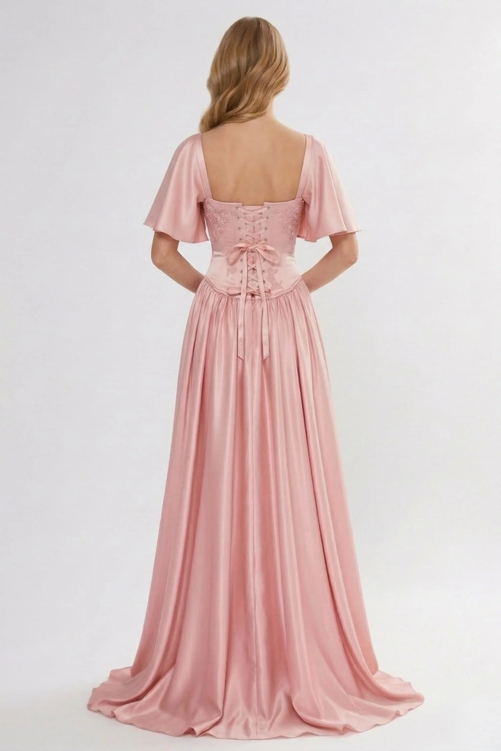A-Line Floor Length Soft Satin Wedding Guest Dress CG0316