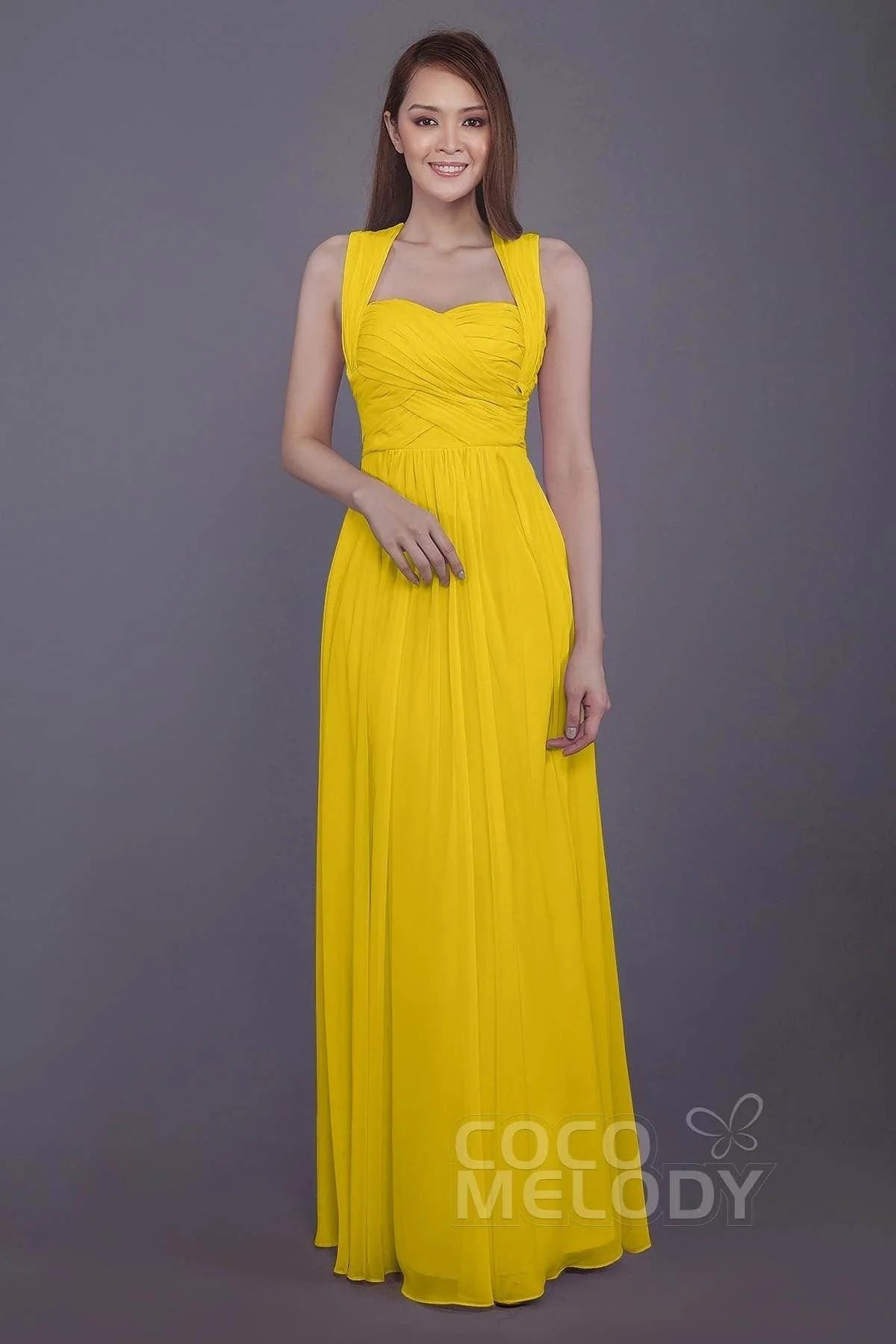 Sheath-Column Floor Length Chiffon Bridesmaid Dress PR3585
