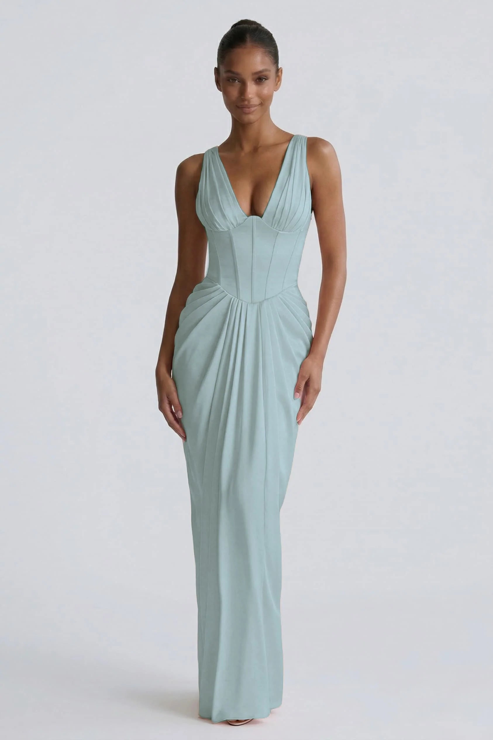 Sheath-Column Floor Length Acetate Satin Wedding Guest Dress CG0304