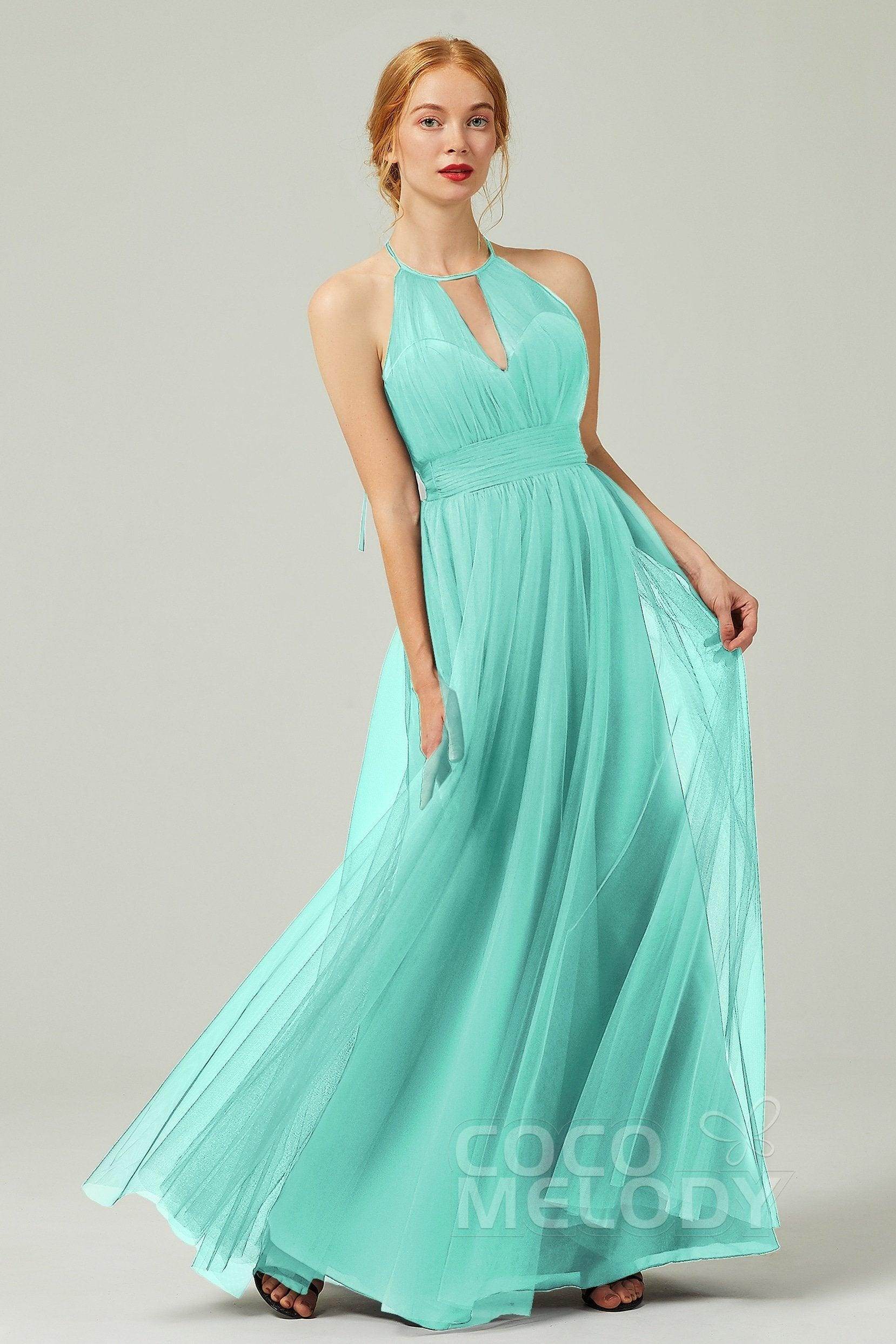 A-Line Floor Length Tulle Bridesmaid Dress CB0334
