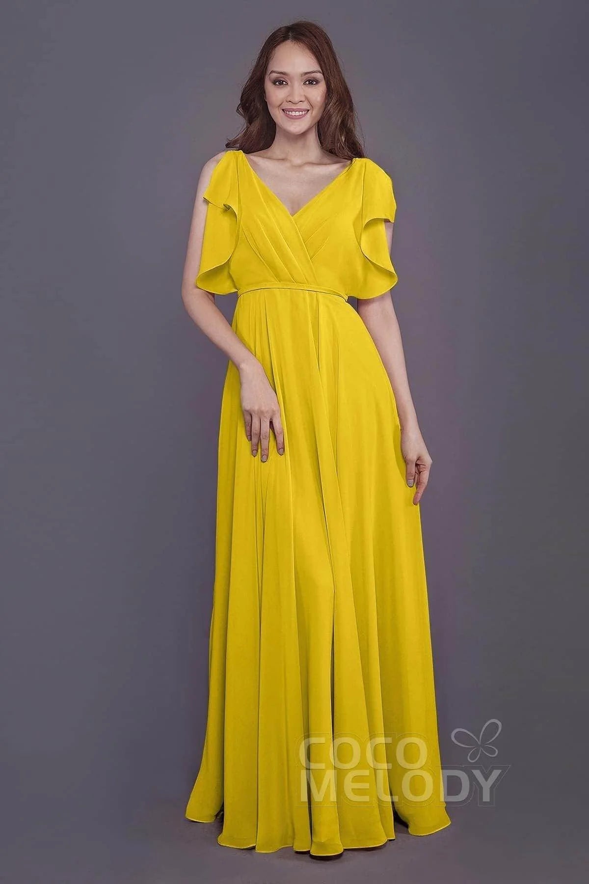 Sheath-Column Floor Length Chiffon Bridesmaid Dress PR3568