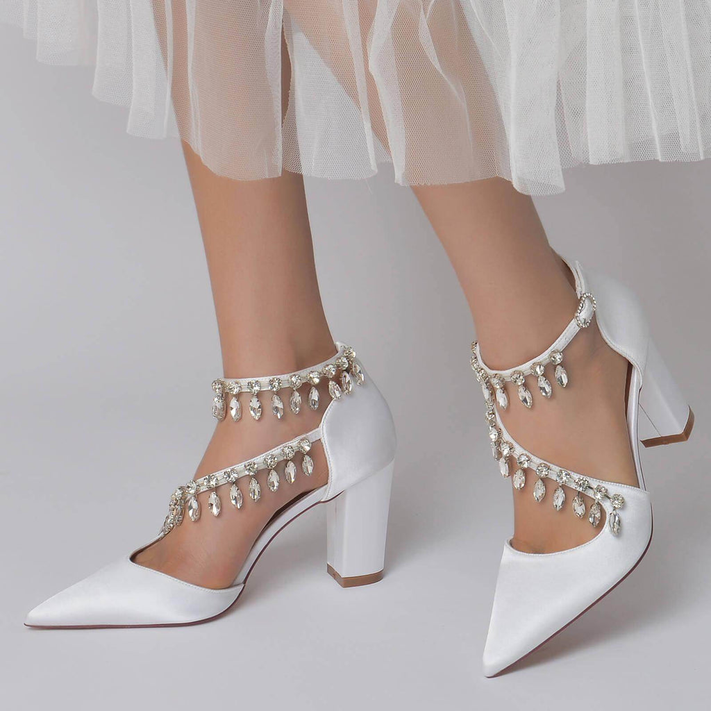 Chunky Heel 8.5cm Silk-Like Shoes CK0195