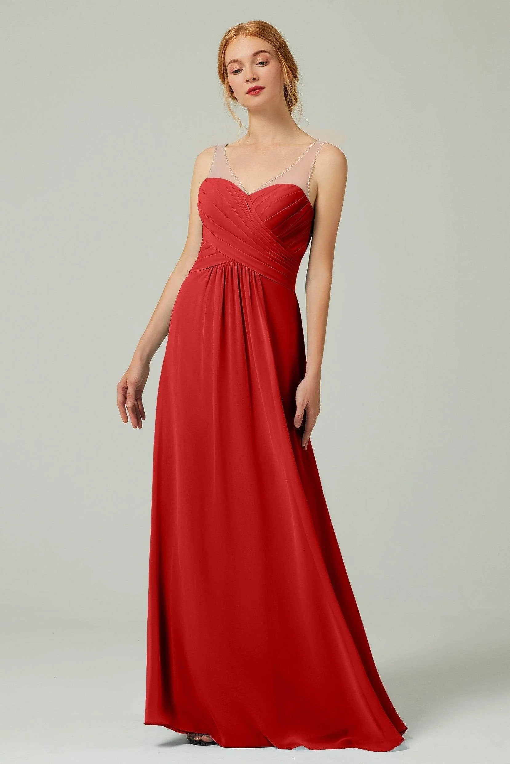 A-Line Floor Length Chiffon Bridesmaid Dress CB0331
