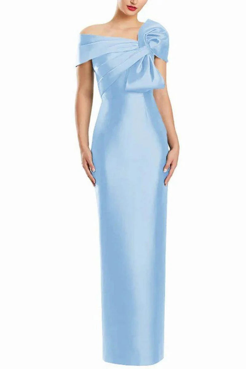 Sheath One Shoulder Floor Length Mother Dresses with Bow CM0368