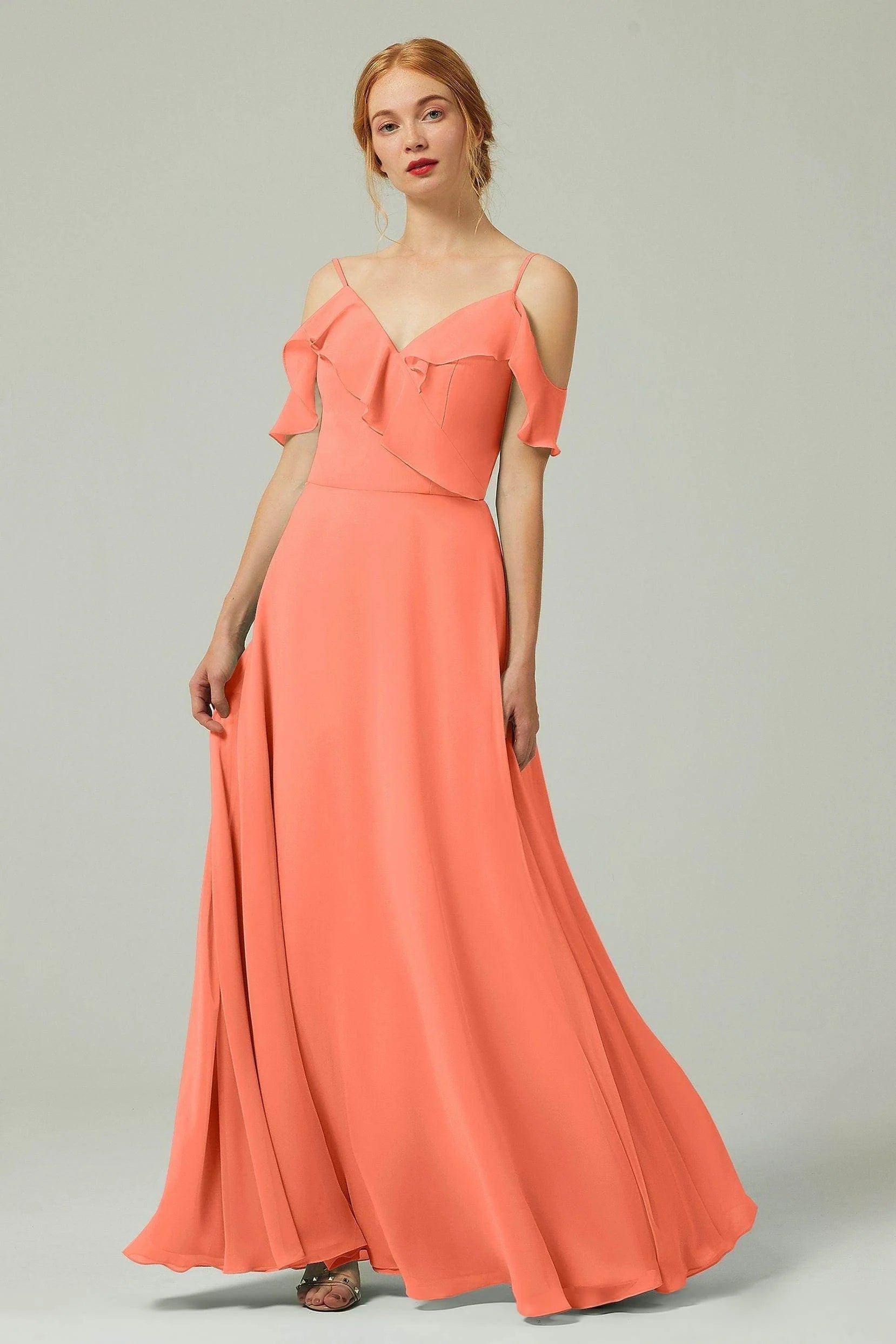 A-Line Floor Length Chiffon Bridesmaid Dress CB0326