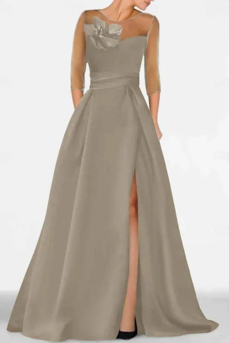 A Line Sweetheart 3/4 Sleeves High Split Mother Dresses CM0338