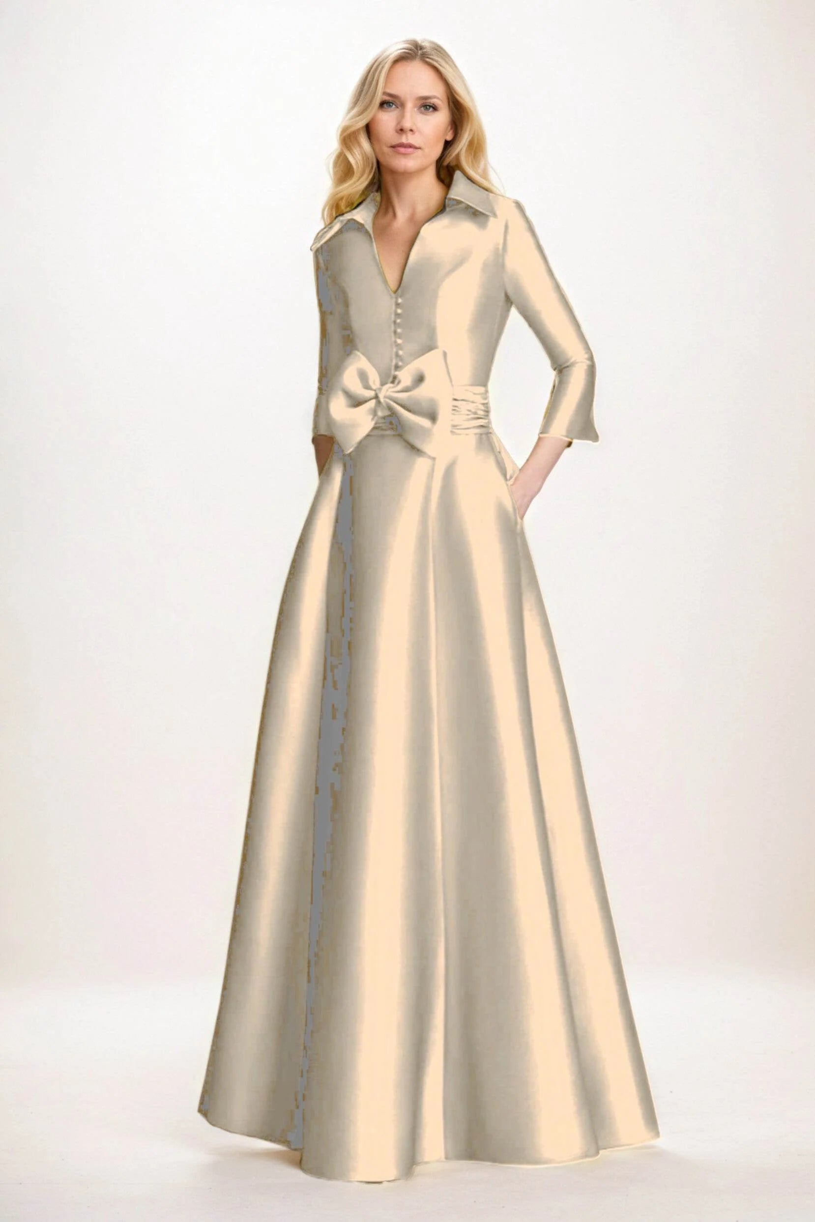 A-Line Maxi Satin Mother of the Bride Dresses CM0402