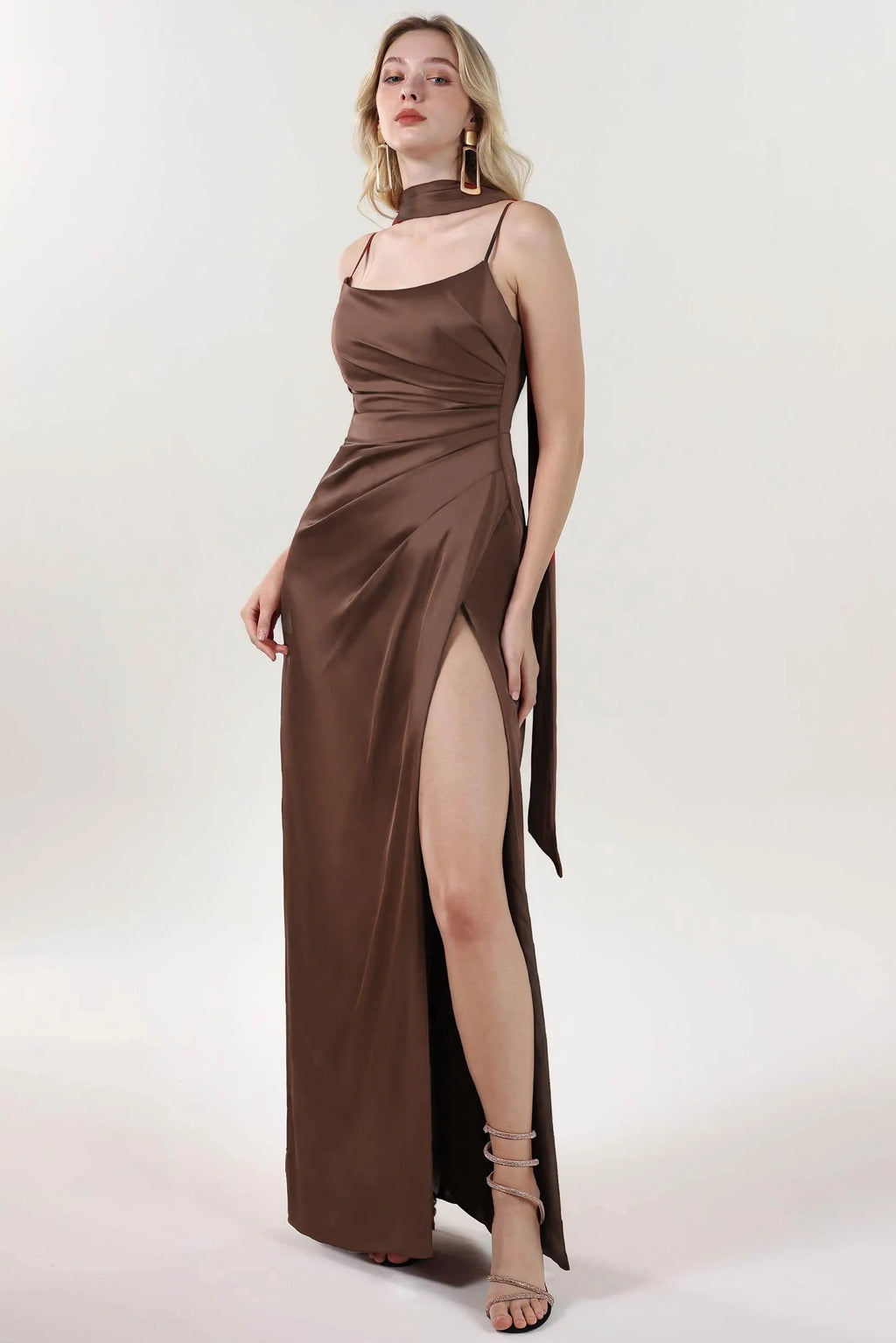 Sheath-Column Maxi Luxe Satin Formal Dress CS0599