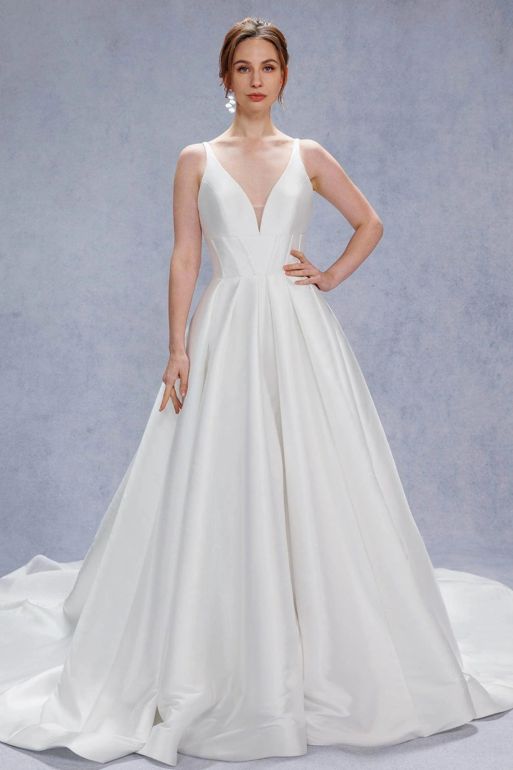 A-Line Court Train Mikado Wedding Dress CW3534