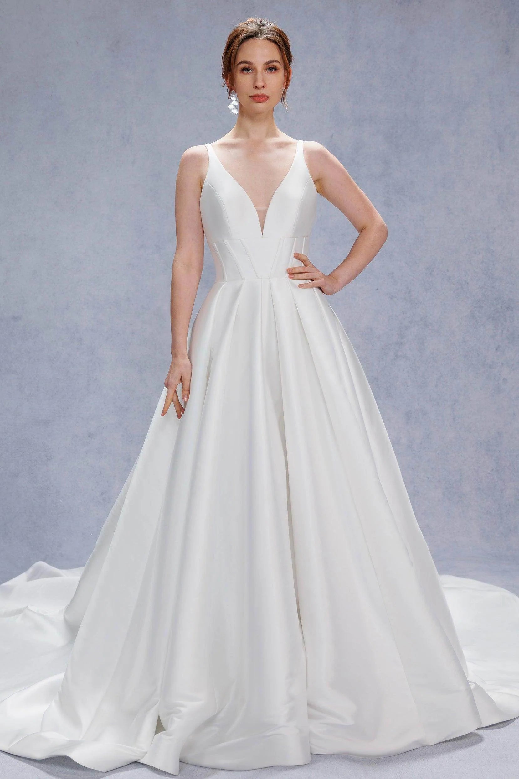 A-Line Court Train Mikado Wedding Dress CW3534