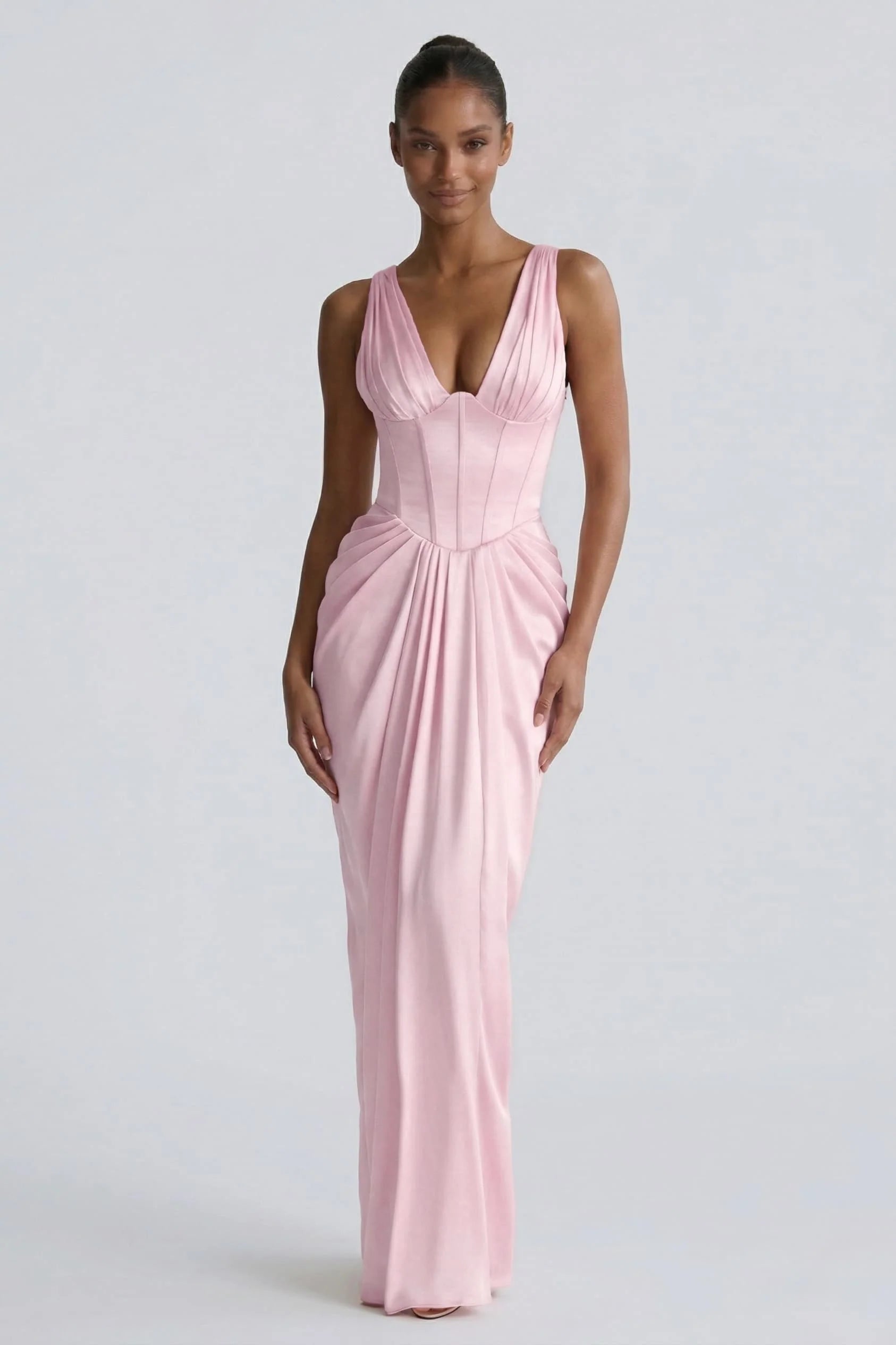 Sheath-Column Floor Length Acetate Satin Wedding Guest Dress CG0304