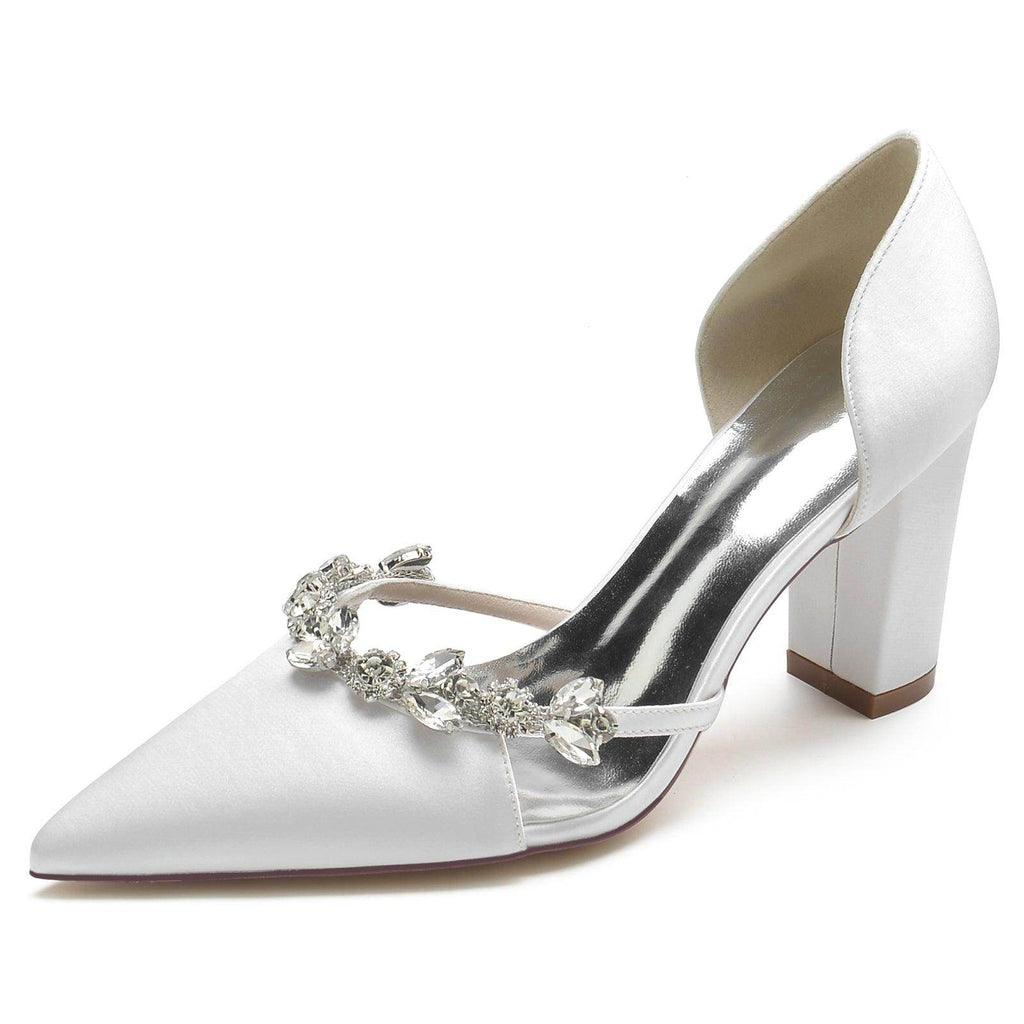 Chunky Heel 8.5cm Silk-Like Shoes CK0186