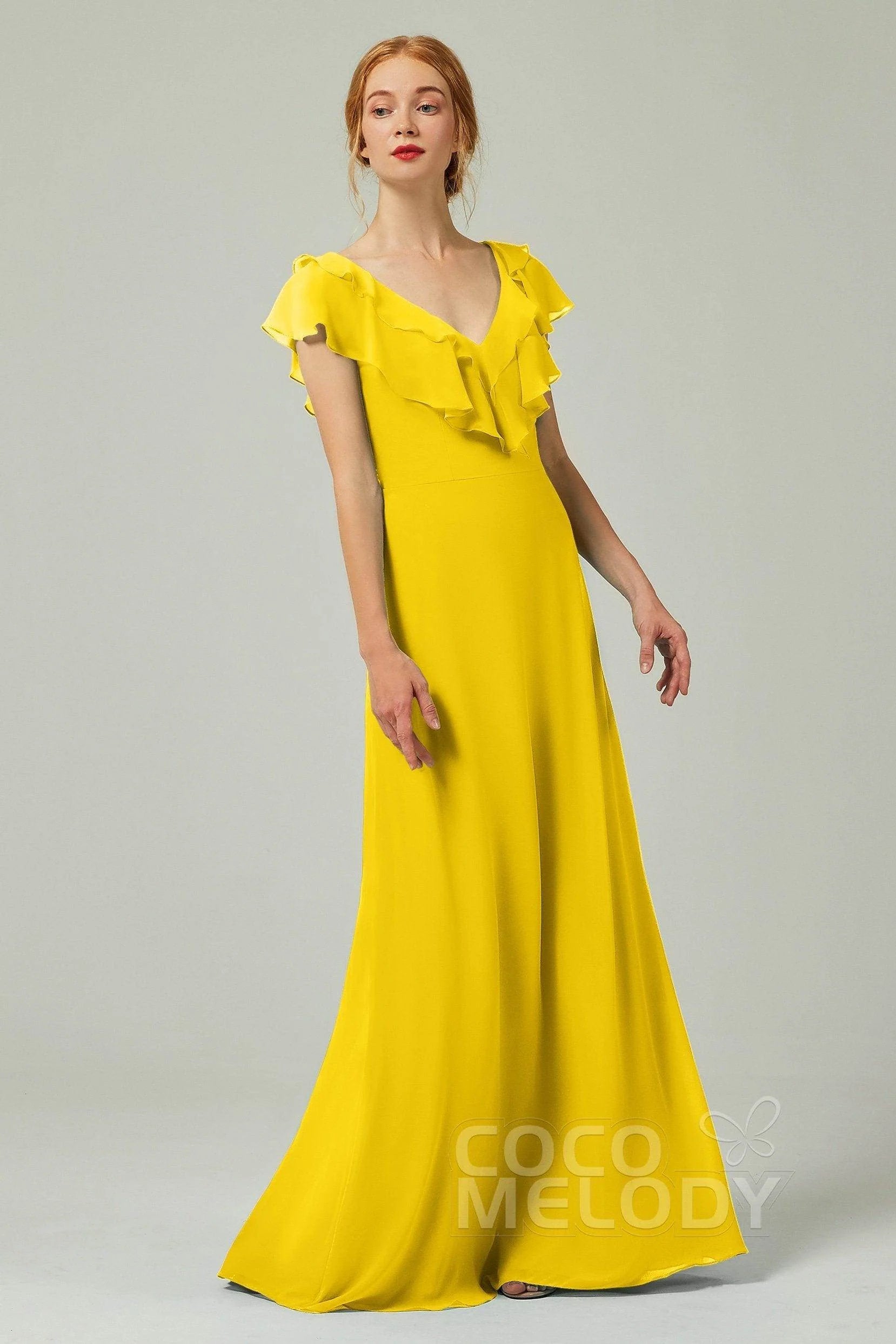 A-Line Floor Length Chiffon Bridesmaid Dress CB0323