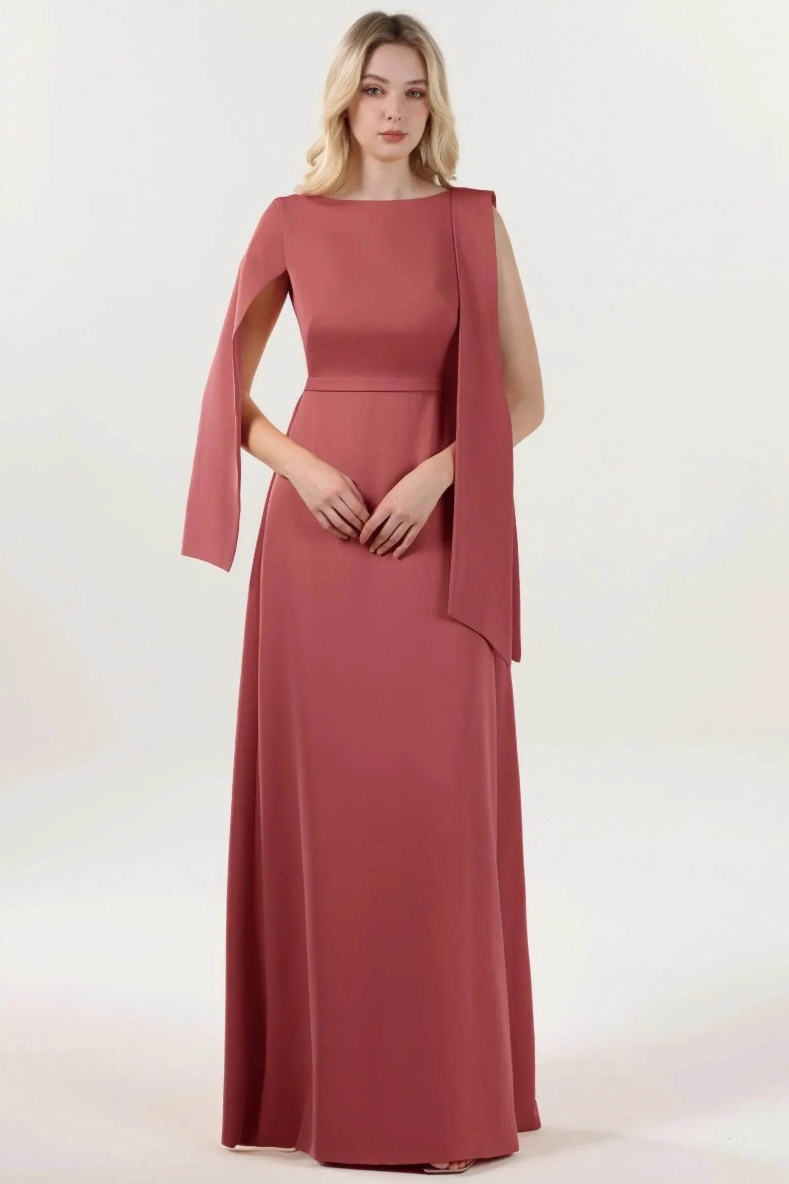 A-Line Maxi Stretch Crepe Formal Dress CS0586